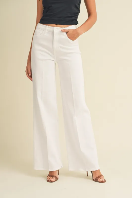 The Leana White Denim Wide Leg Jeans made by Just Black Denim