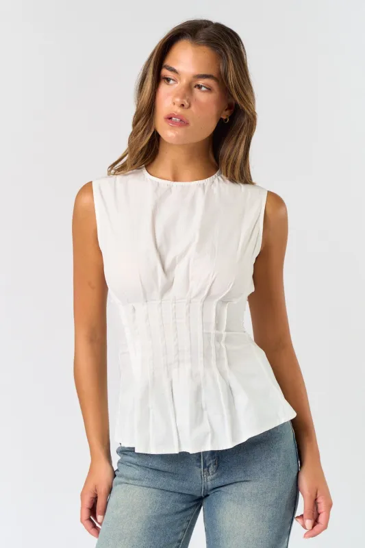 The Clara Pleated Poplin Top sold by Thread & Seed
