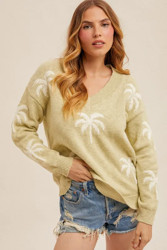 The Paloma Palm Tree Sweater sold by Thread & Seed