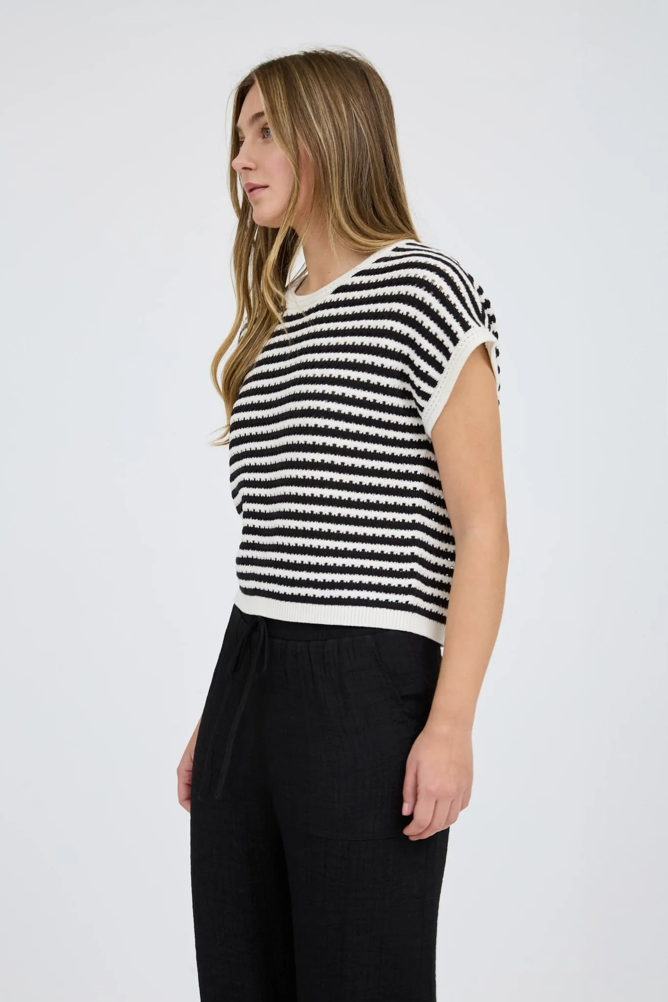 The Randie Black Stripe Crochet Sweater sold by Thread & Seed product image thumbnail 2