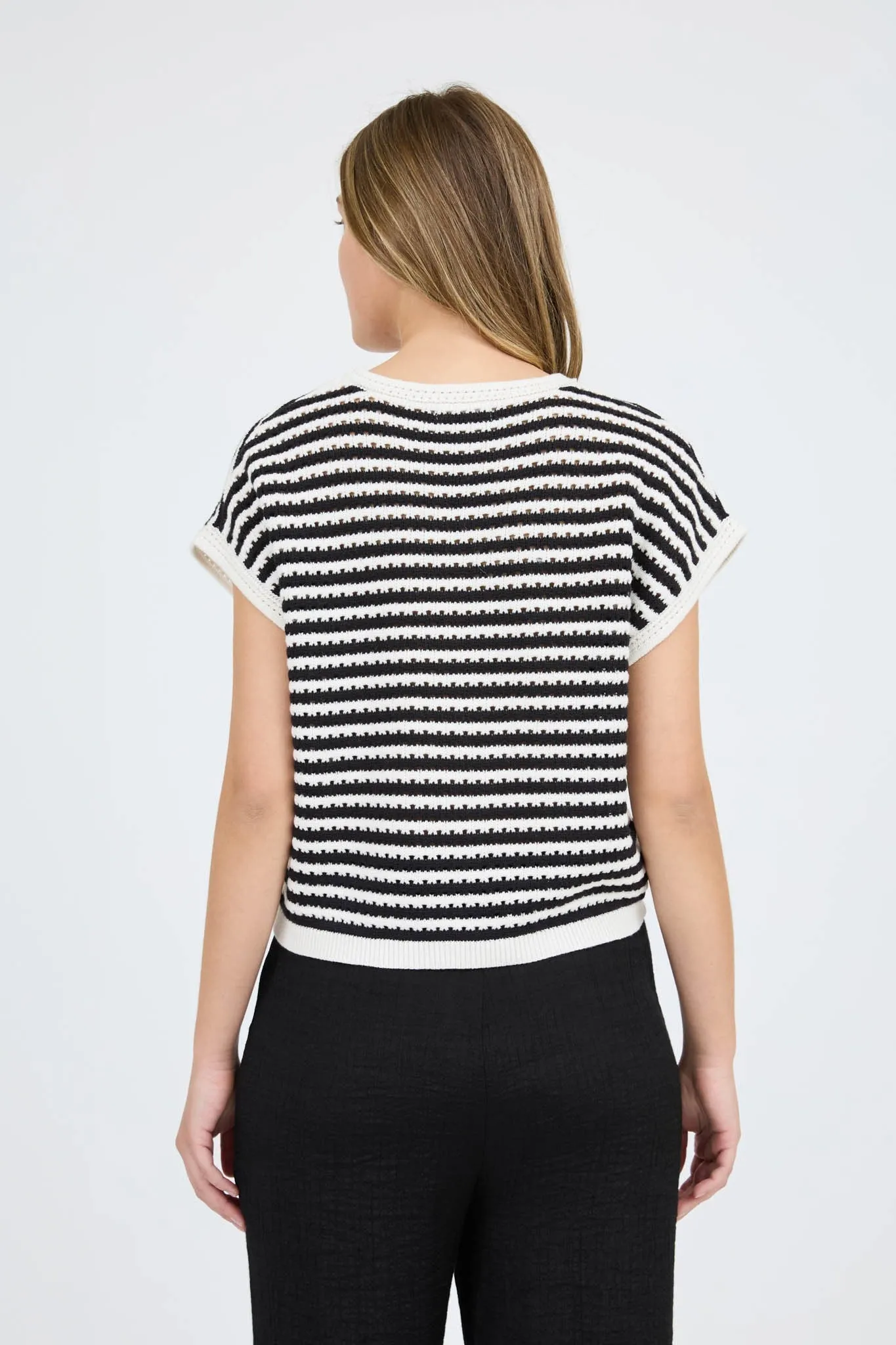 The Randie Black Stripe Crochet Sweater sold by Thread & Seed product image thumbnail 3