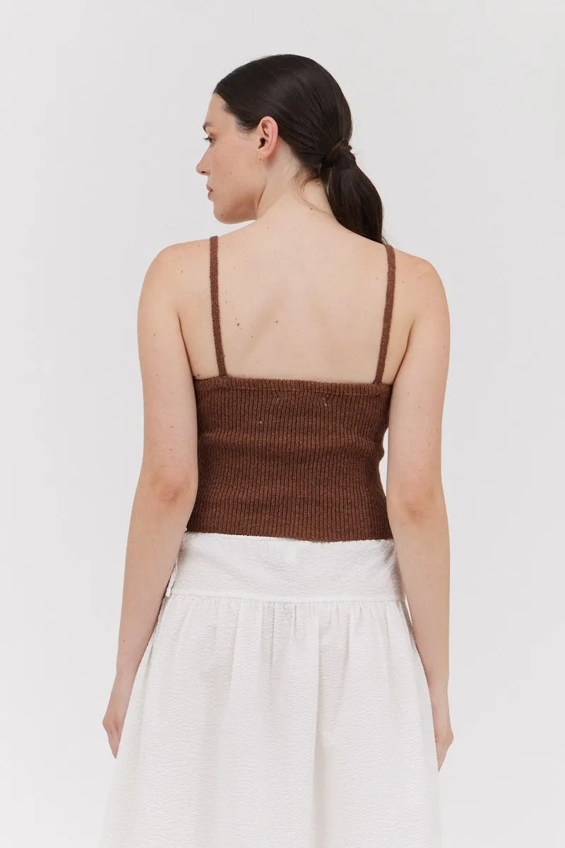 The Juni Chocolate Crop Knit Top sold by Thread & Seed product image thumbnail 4