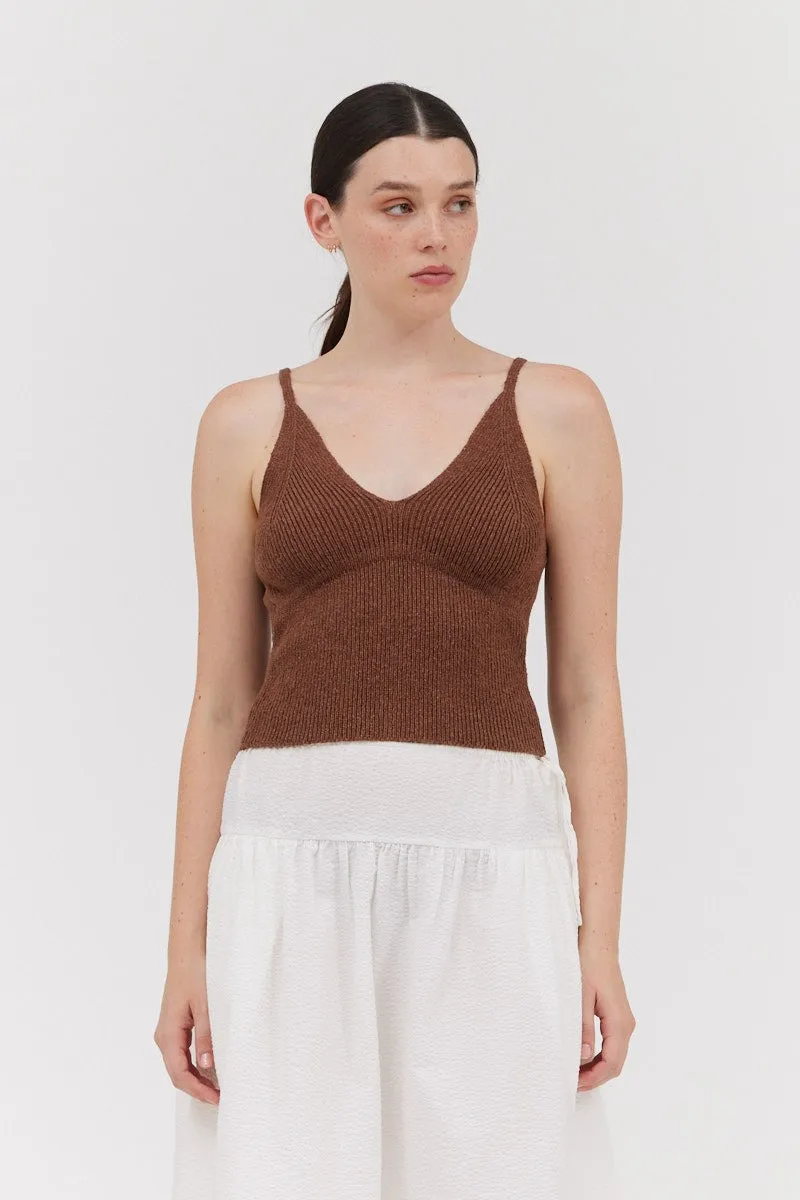 The Juni Chocolate Crop Knit Top sold by Thread & Seed