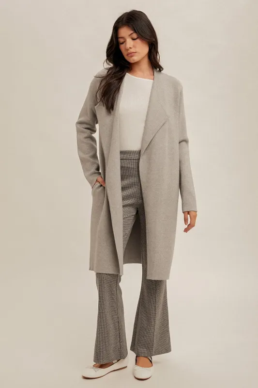 The Bernadette Grey Drape Collar Cardigan made by Thread & Seed