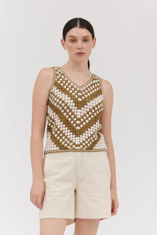 The Alaina Willow Crochet Sweater Top sold by Thread & Seed