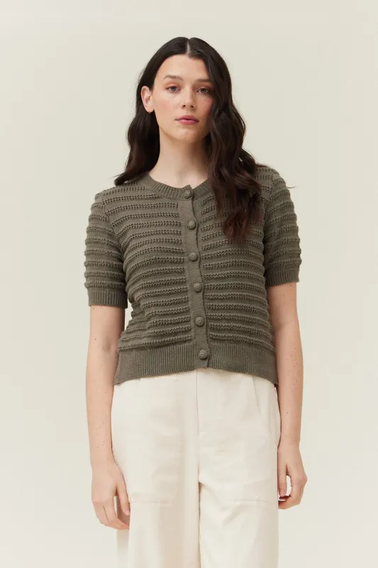 The Auryn Sage Crochet Knit Cardigan sold by Thread & Seed