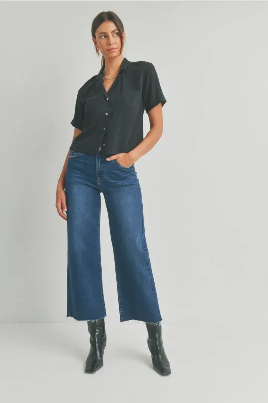 The Davina Slim Wide Leg Dark Denim Jeans sold by Thread & Seed