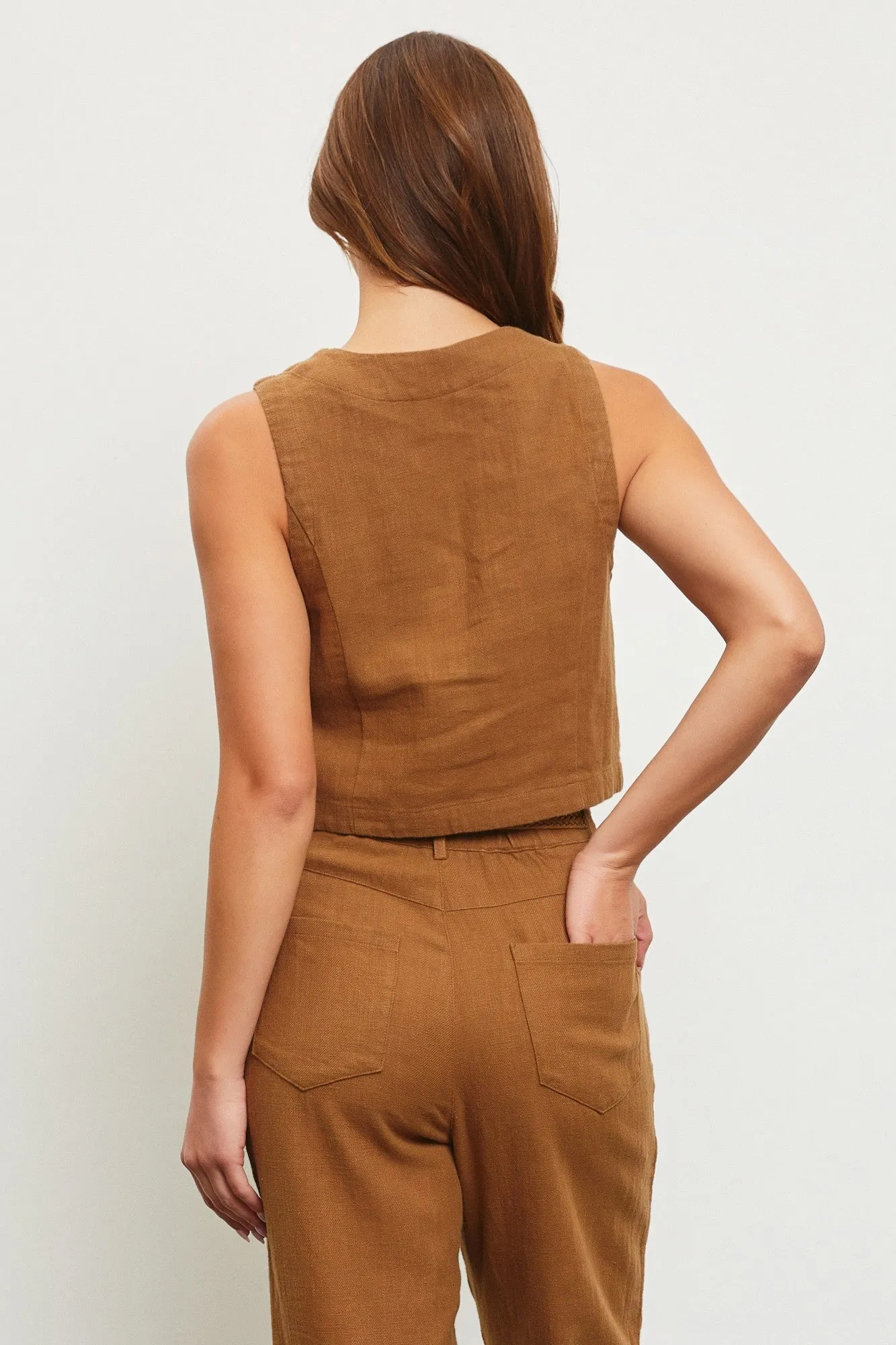 The Mila Camel Button Down Vest sold by Thread & Seed product image thumbnail 2