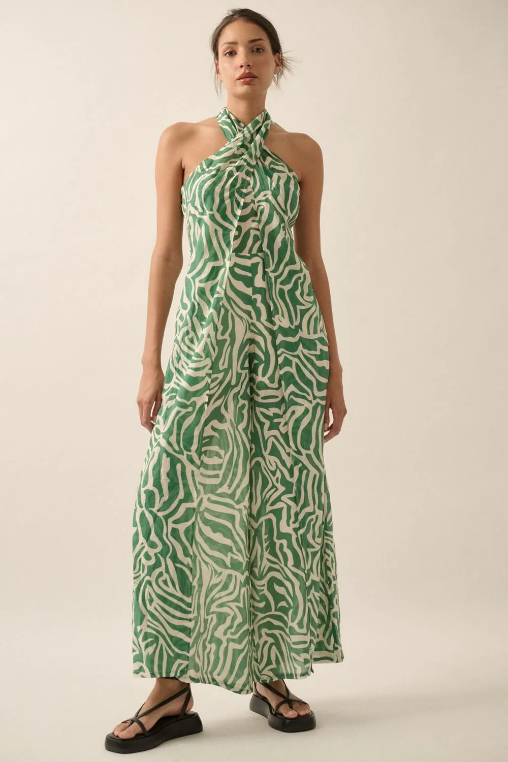 The Avayah Abstract Convertible Halter Jumpsuit sold by Thread & Seed product image thumbnail 5