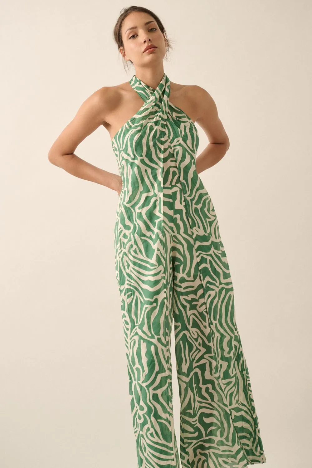 The Avayah Abstract Convertible Halter Jumpsuit sold by Thread & Seed product image thumbnail 3