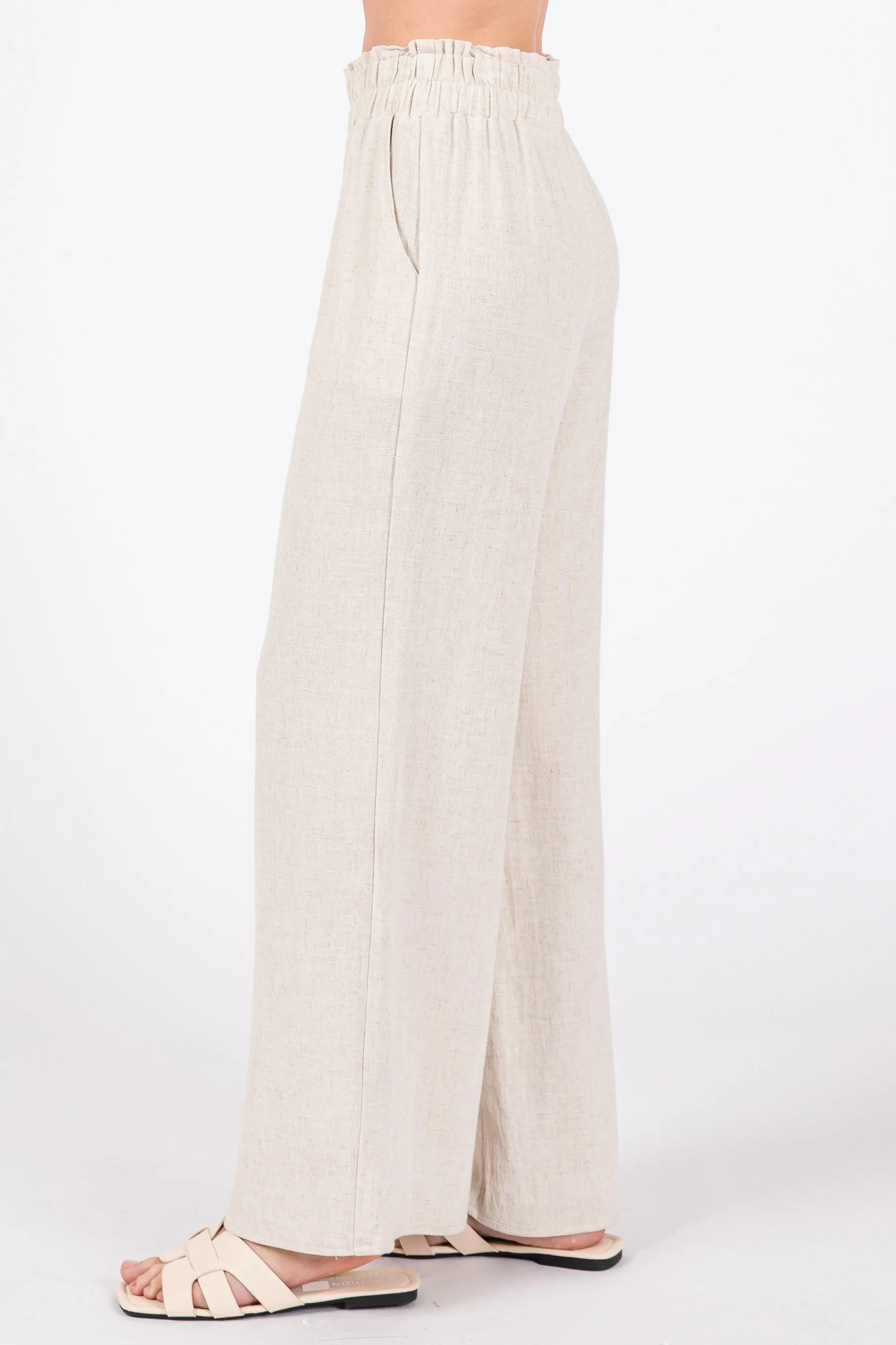 The Rayna Oatmeal Linen Wide Leg Pants sold by Thread & Seed product image thumbnail 3