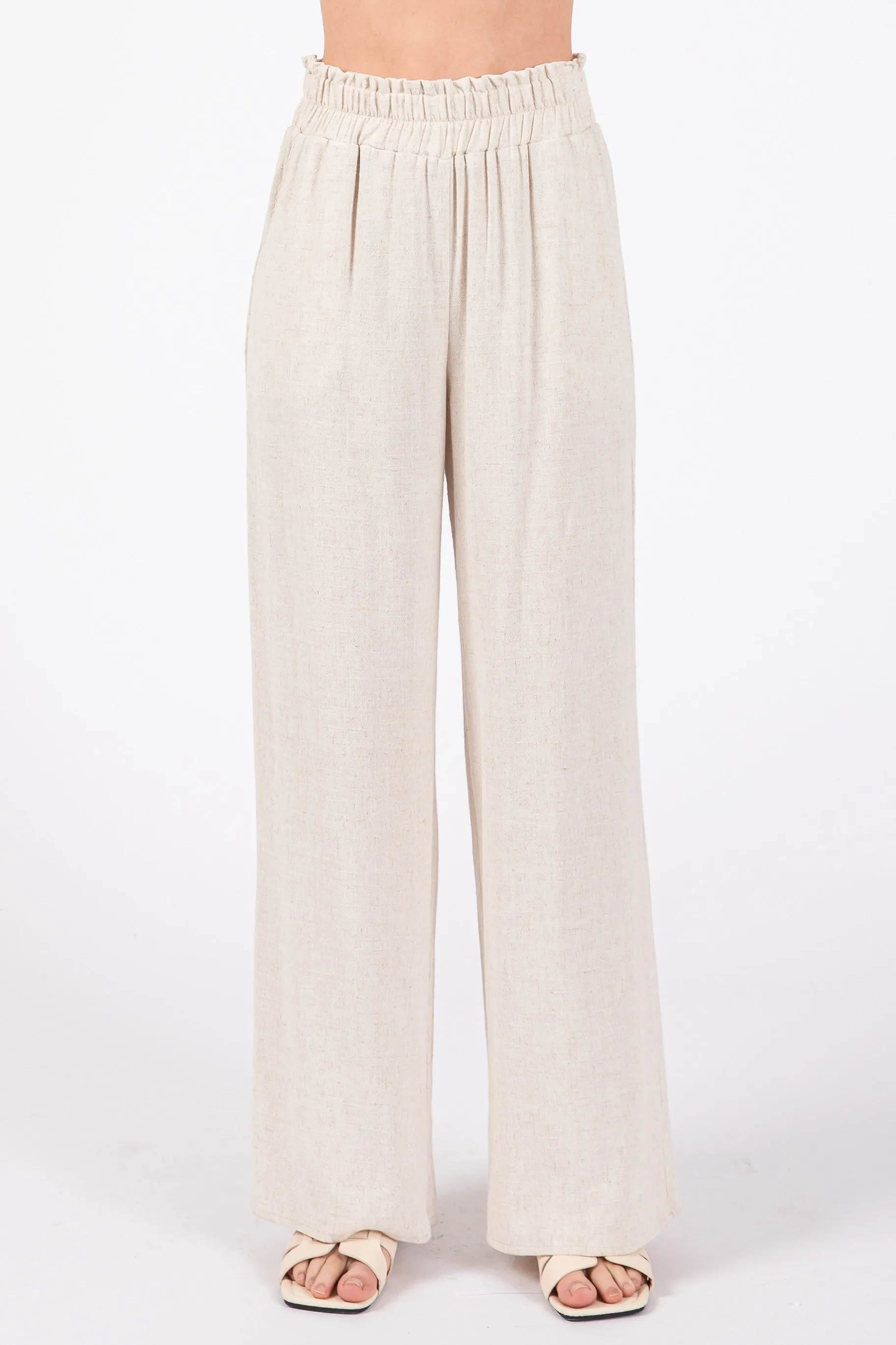 The Rayna Oatmeal Linen Wide Leg Pants sold by Thread & Seed product image thumbnail 2