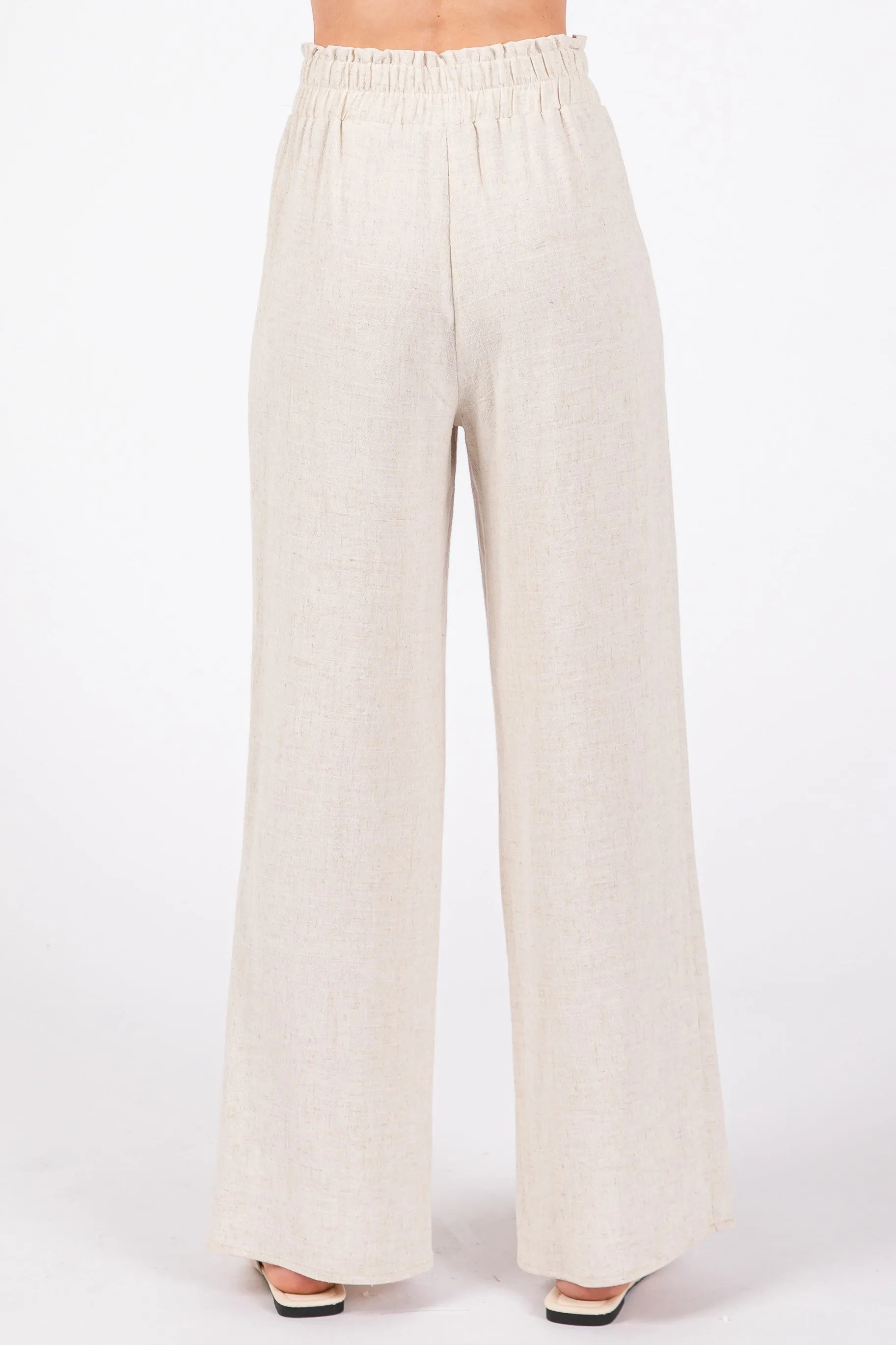 The Rayna Oatmeal Linen Wide Leg Pants sold by Thread & Seed product image thumbnail 4