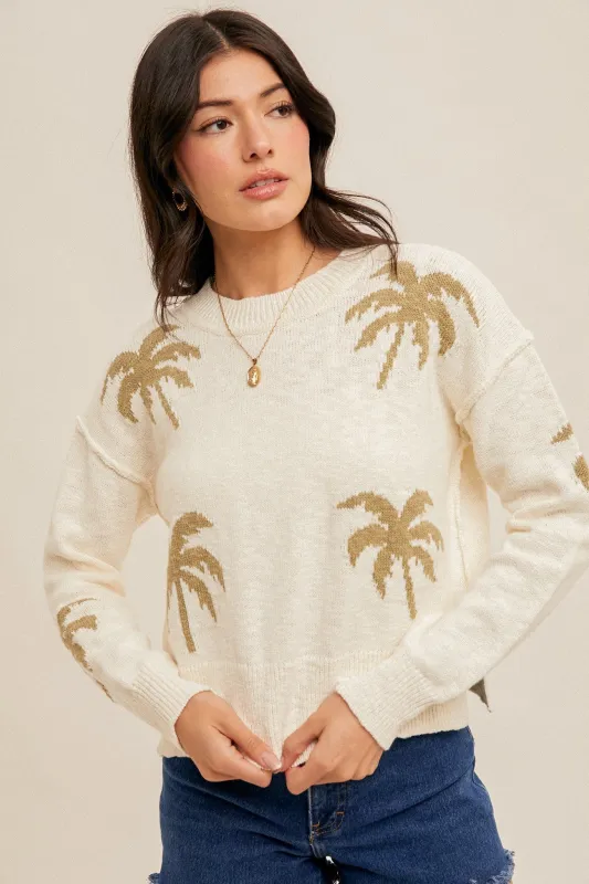 The Clarissa Palm Tree Sweater sold by Thread & Seed