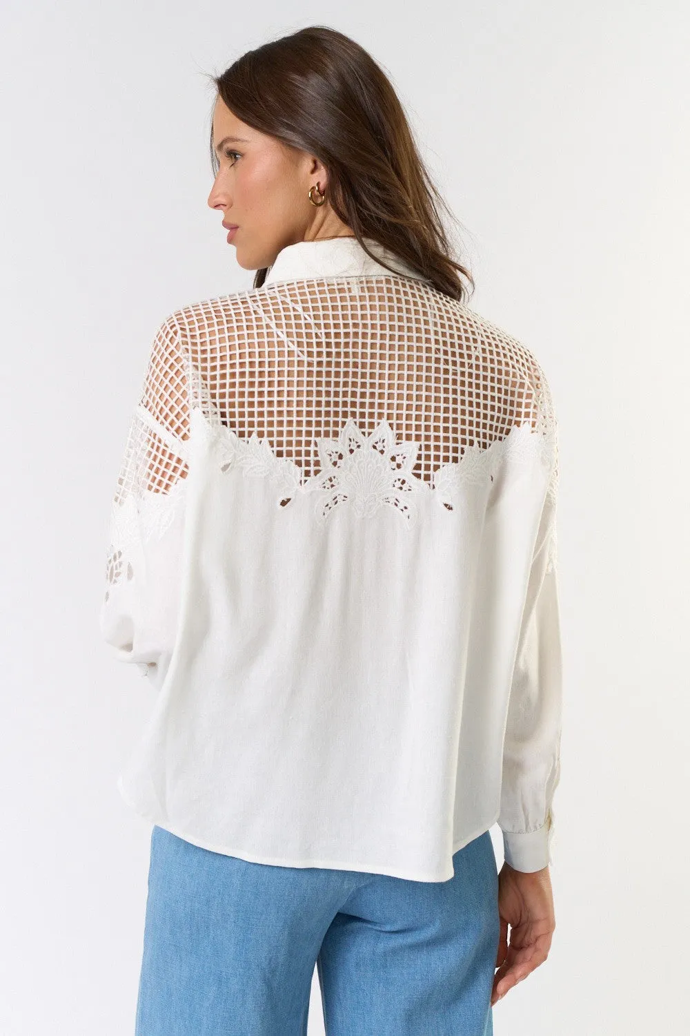 The Grace Embroidered Cutout Shirt sold by Thread & Seed product image thumbnail 3