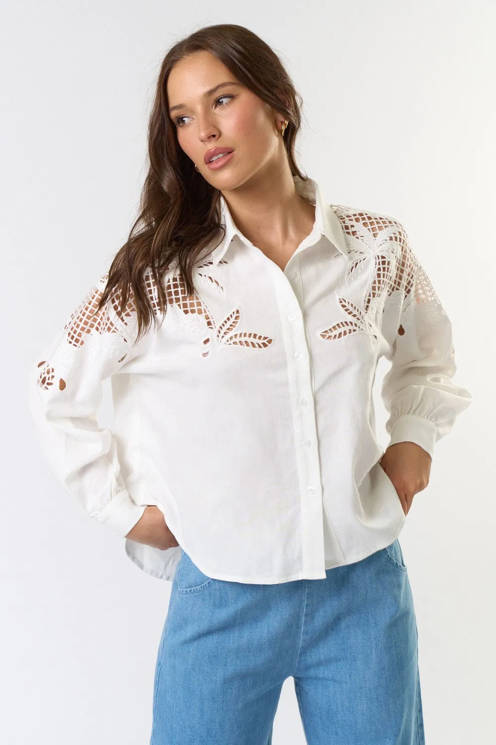 The Grace Embroidered Cutout Shirt sold by Thread & Seed product image thumbnail 2