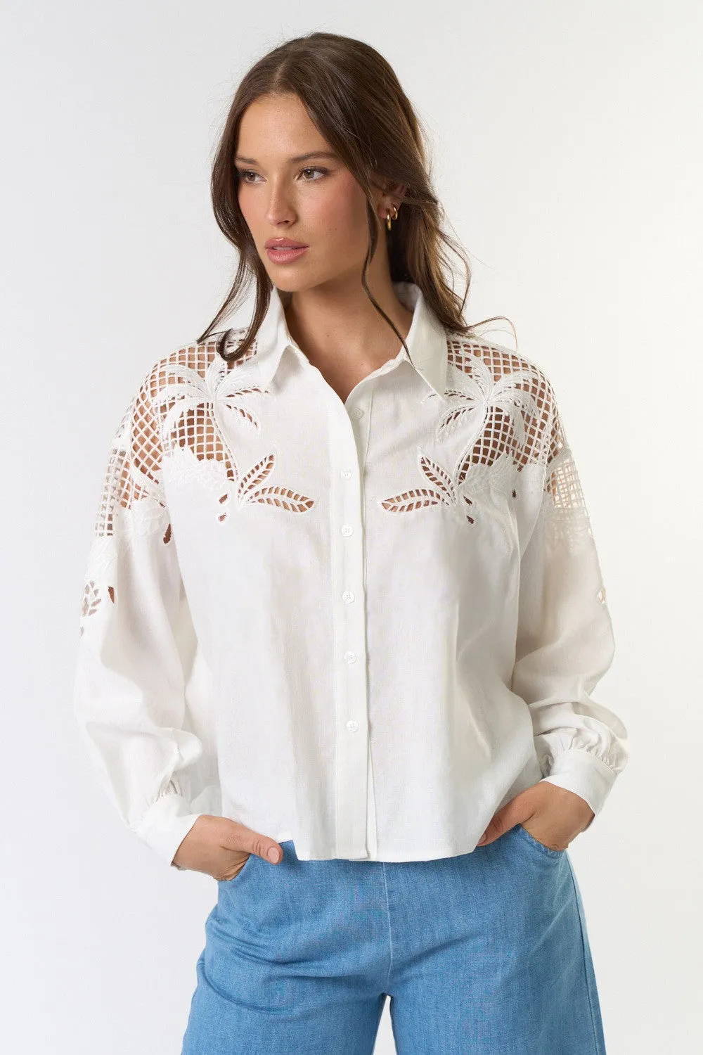 The Grace Embroidered Cutout Shirt sold by Thread & Seed product image thumbnail 4