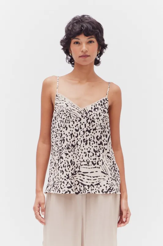 The Sahara Cheetah Bias Tank sold by Thread & Seed