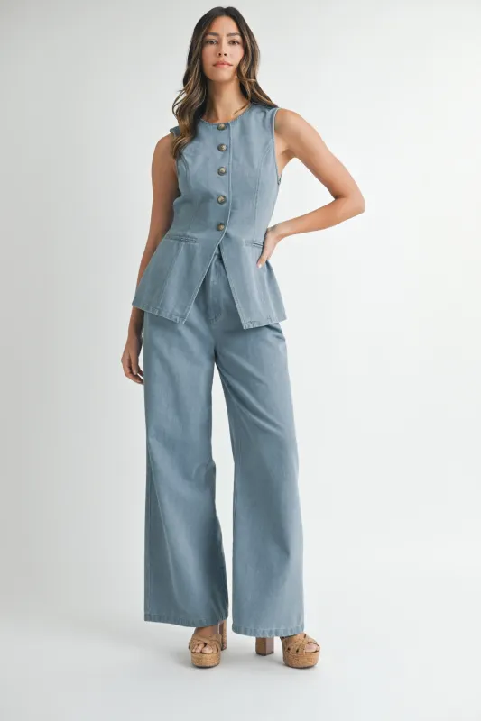 The Jenny Denim Vest + Pant Set - Sold Separately sold by Thread & Seed