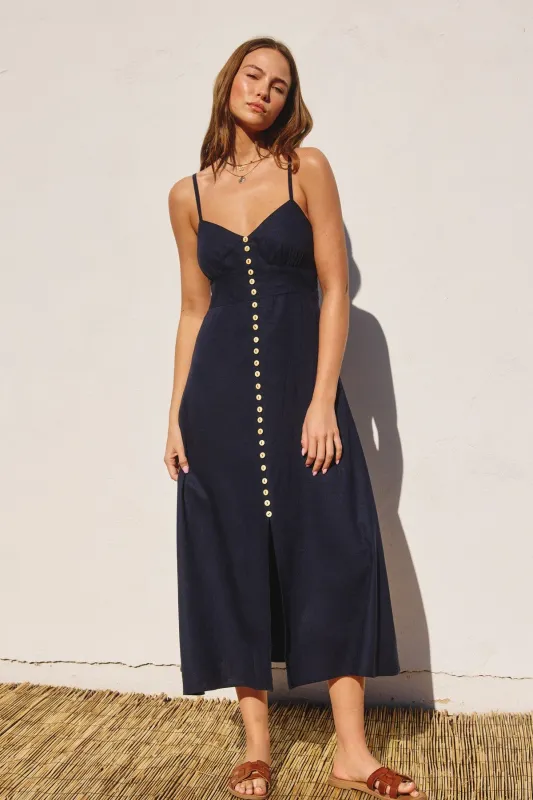The Heaven Sent Navy Woven Maxi Dress sold by Thread & Seed