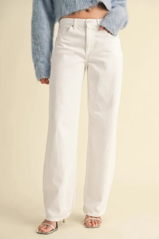 The Layla Optic White Relaxed Straight Leg Jeans sold by Thread & Seed