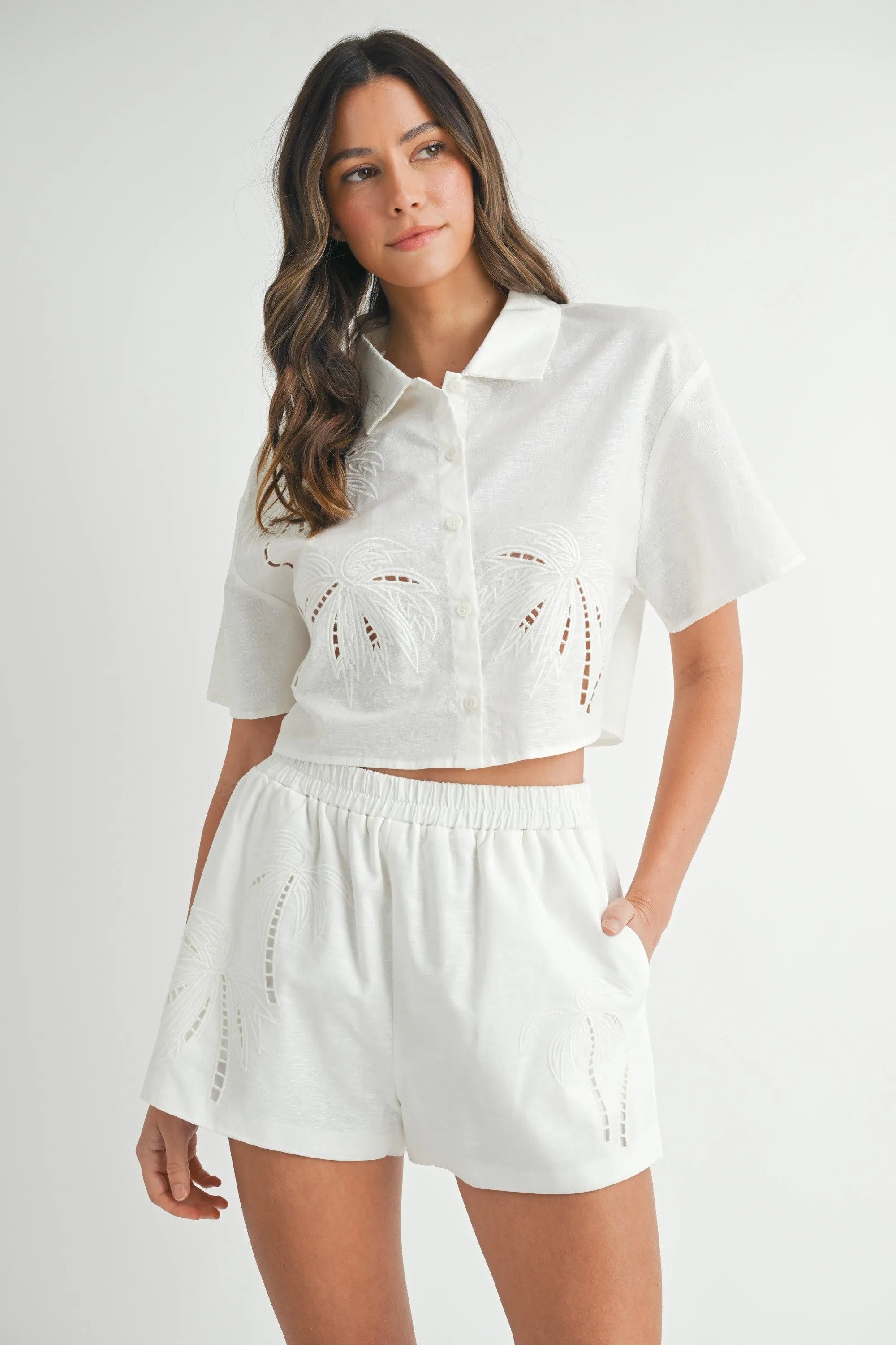 The Aayla Off White Embroidered Shirt + Shorts Set - Sold Separately sold by Thread & Seed