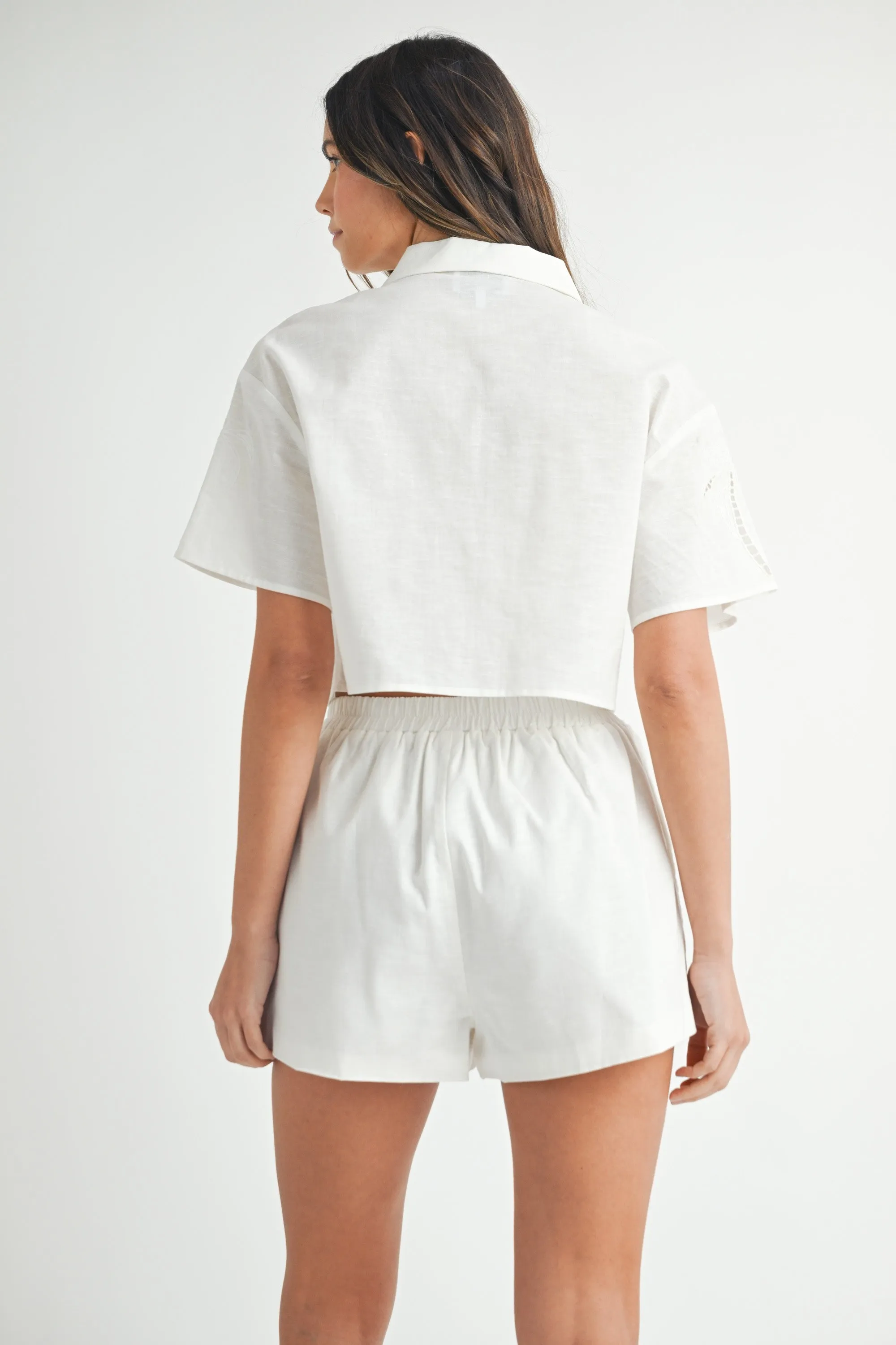The Aayla Off White Embroidered Shirt + Shorts Set - Sold Separately sold by Thread & Seed product image thumbnail 3