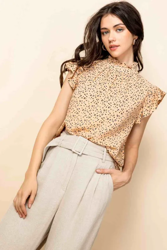 The Katalina Cheetah Print Flutter Top sold by Thread & Seed