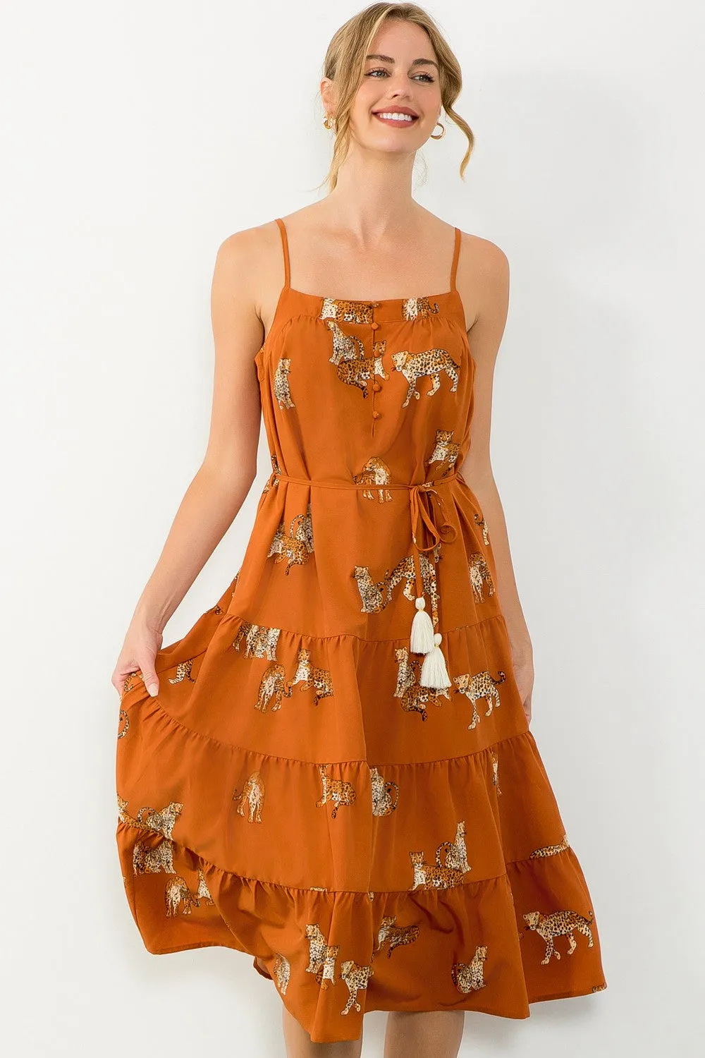 The Selina Cheetah Print Tiered Dress sold by Thread & Seed product image thumbnail 2