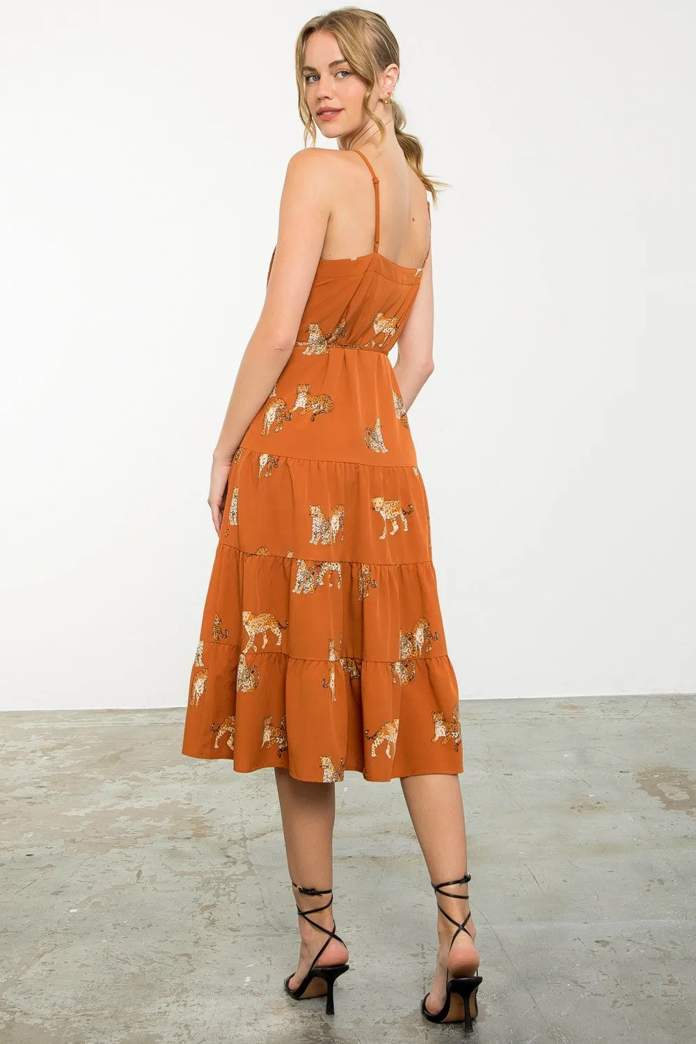 The Selina Cheetah Print Tiered Dress sold by Thread & Seed product image thumbnail 4