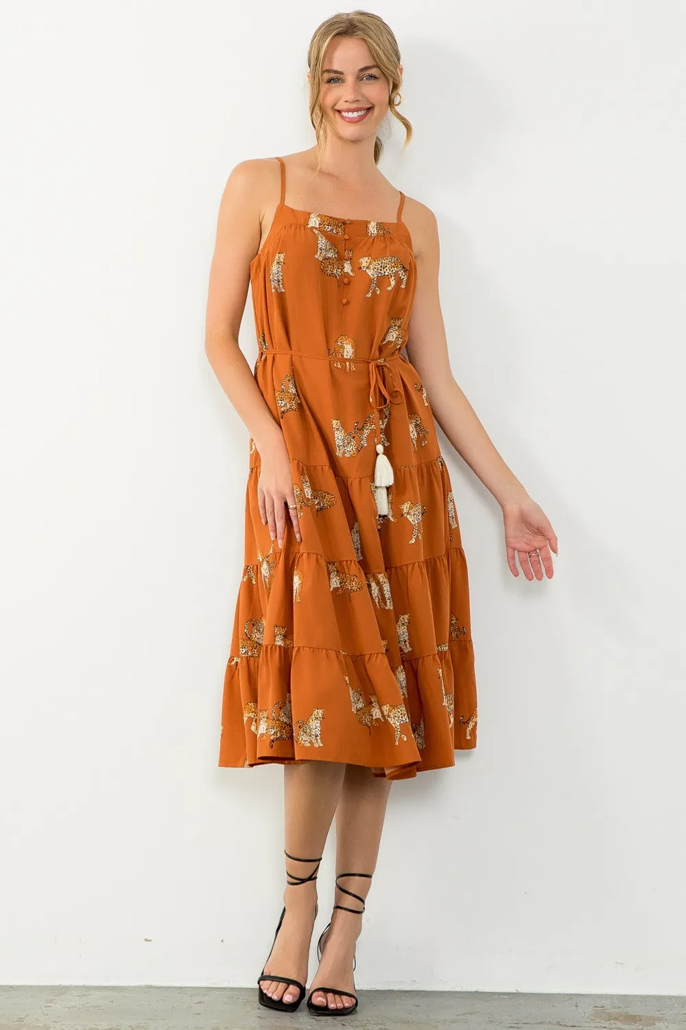 The Selina Cheetah Print Tiered Dress sold by Thread & Seed product image thumbnail 3