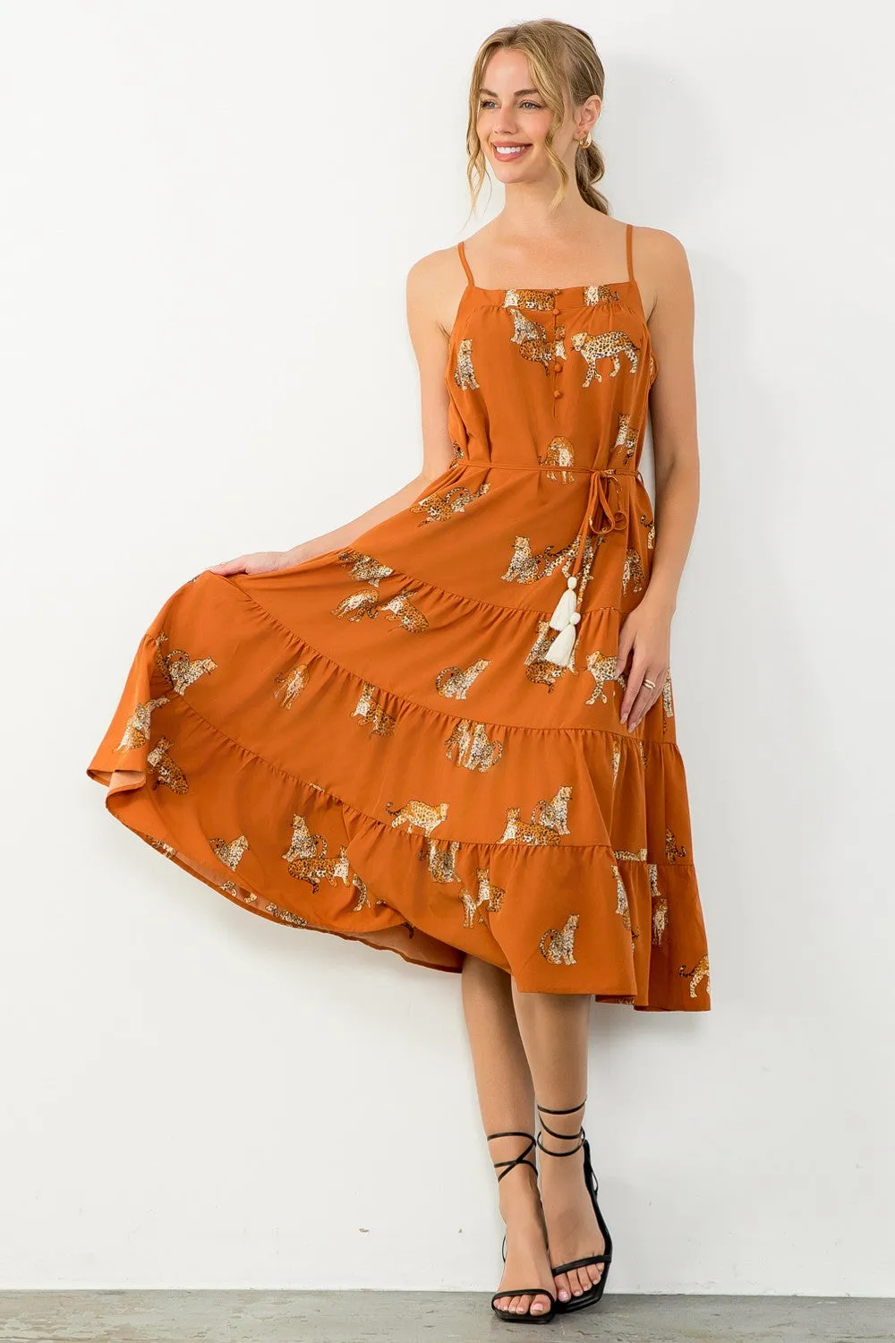 The Selina Cheetah Print Tiered Dress sold by Thread & Seed product image thumbnail 5