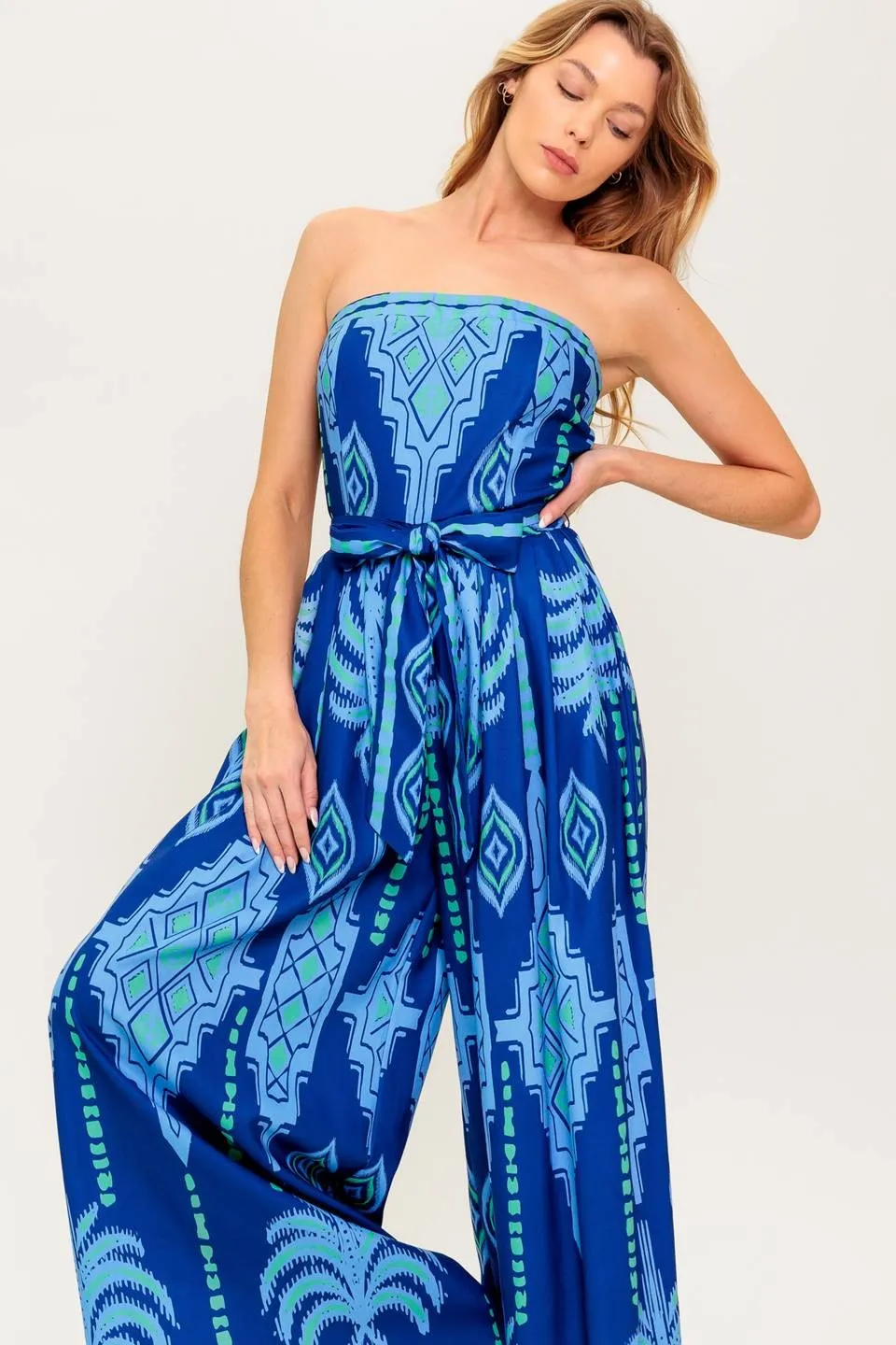 The Dyani Printed Strapless Jumpsuit sold by Thread & Seed product image thumbnail 4