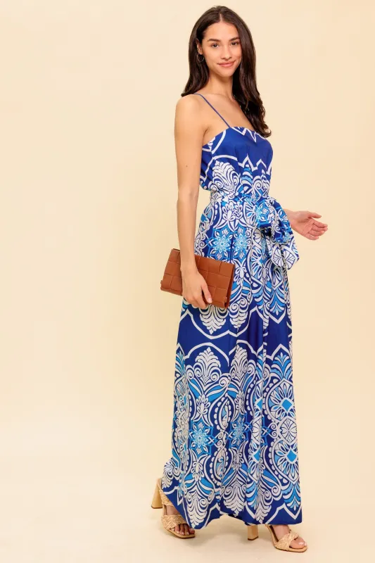 The Elysia Printed Wide Leg Jumpsuit sold by Thread & Seed