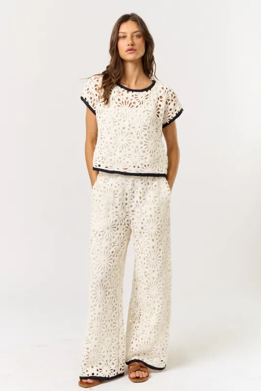 The Irena Crochet Contrast Top + Pant Set - Sold Separately sold by Thread & Seed