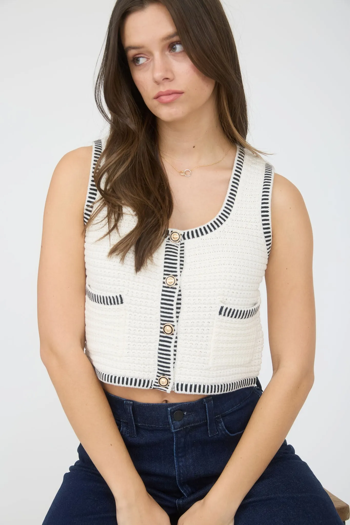 The Lani Gold Button Vest sold by Thread & Seed product image thumbnail 3