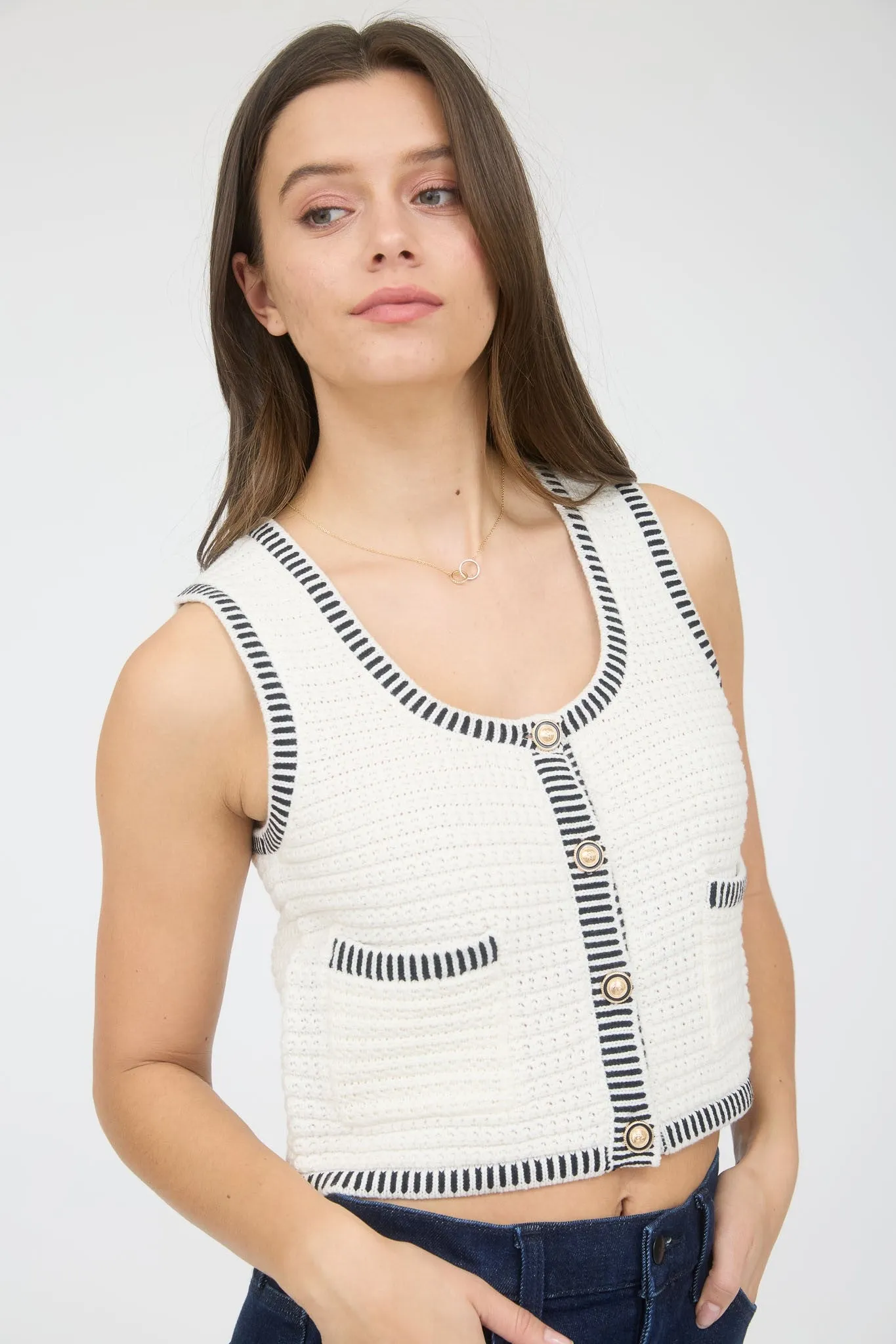 The Lani Gold Button Vest sold by Thread & Seed product image thumbnail 2