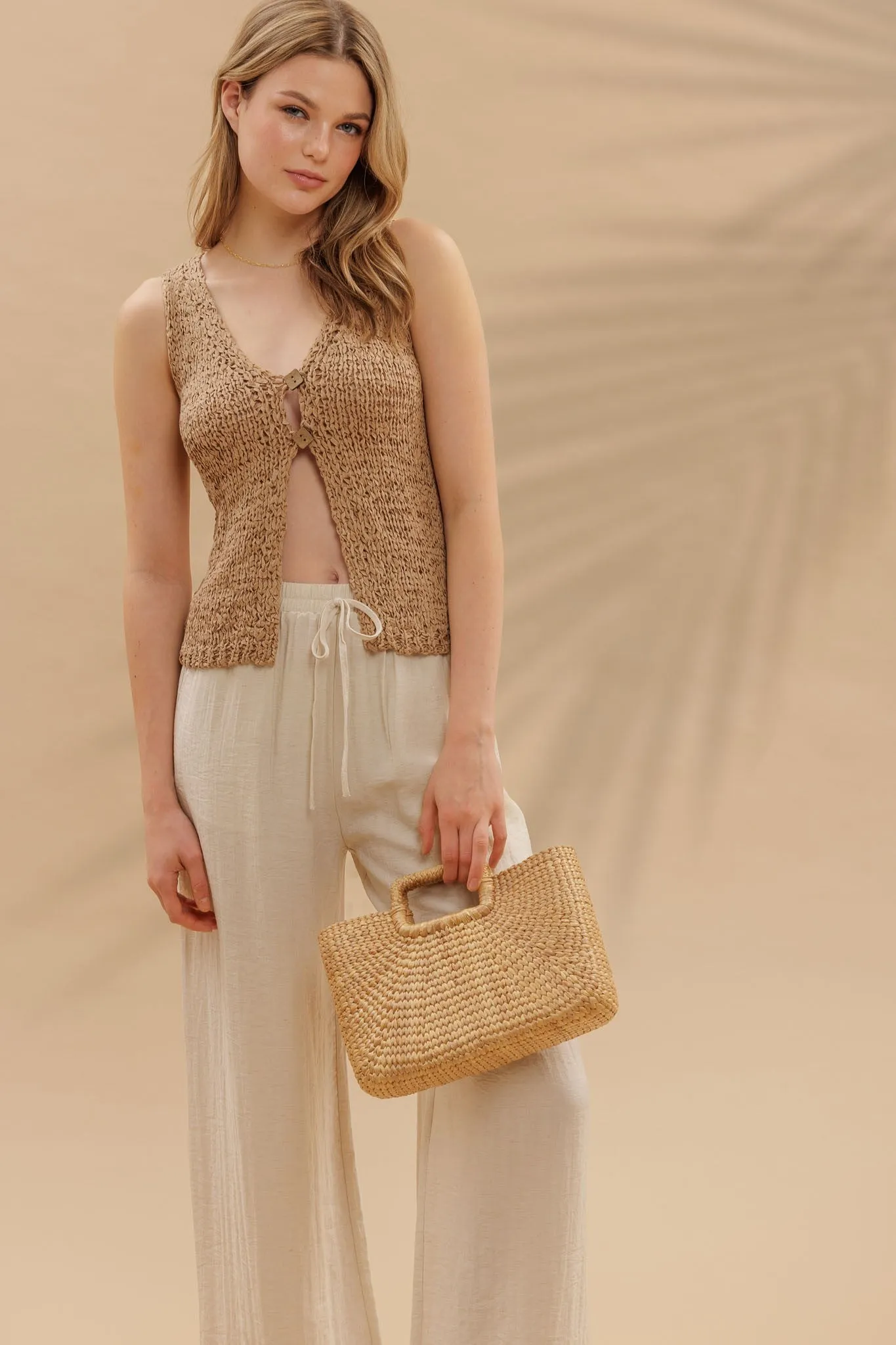 The Dara Sand Square Button Vest sold by Thread & Seed product image thumbnail 3