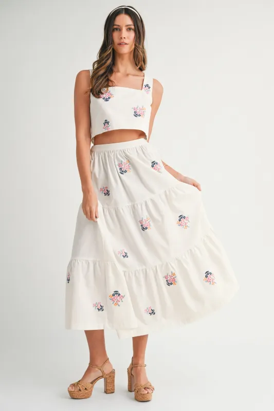 The Dahlia Embroidered Crop Top + Midi Skirt Set - Sold Separately sold by Thread & Seed