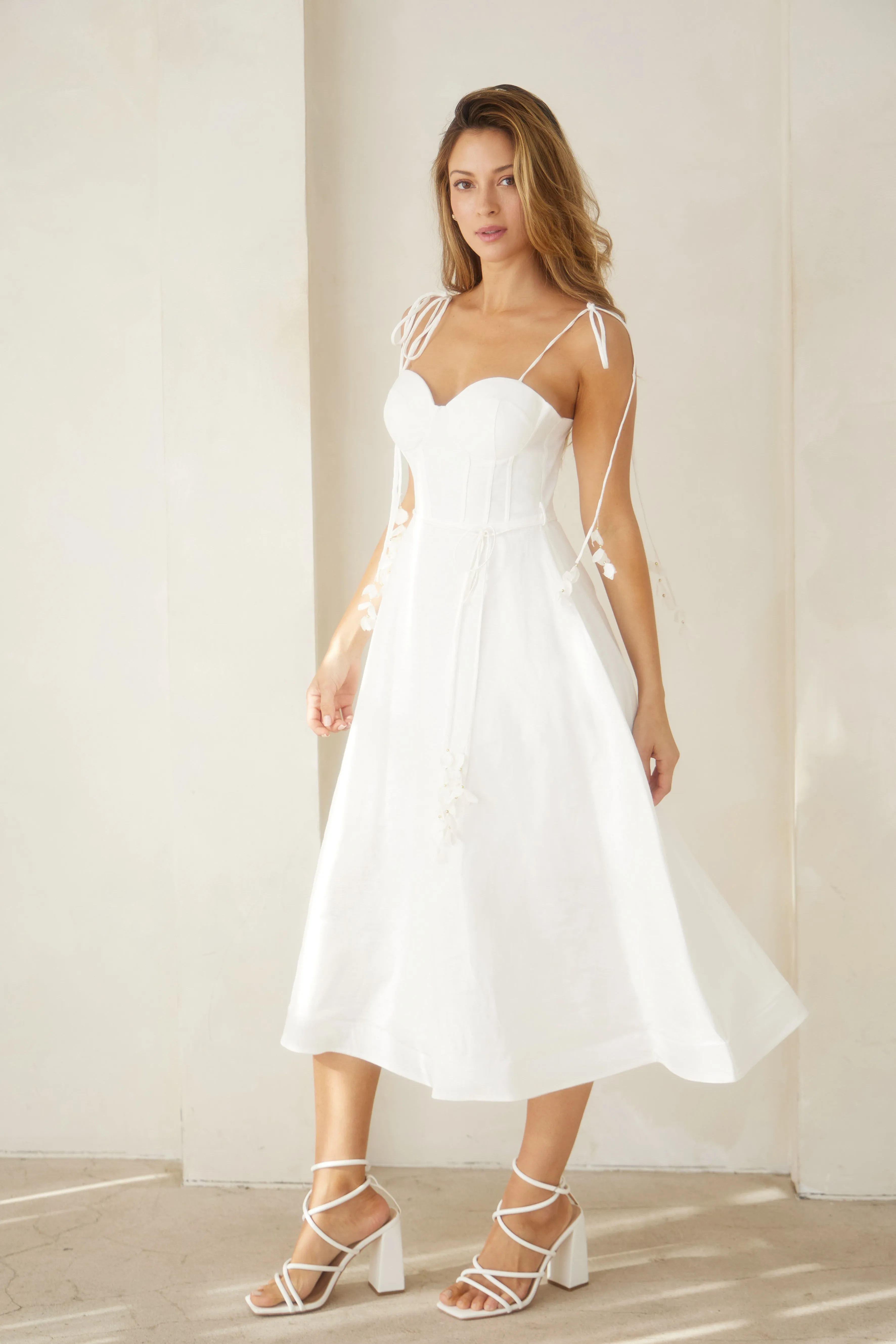 The Laurel White Bustier Tie Dress sold by Thread & Seed product image thumbnail 3