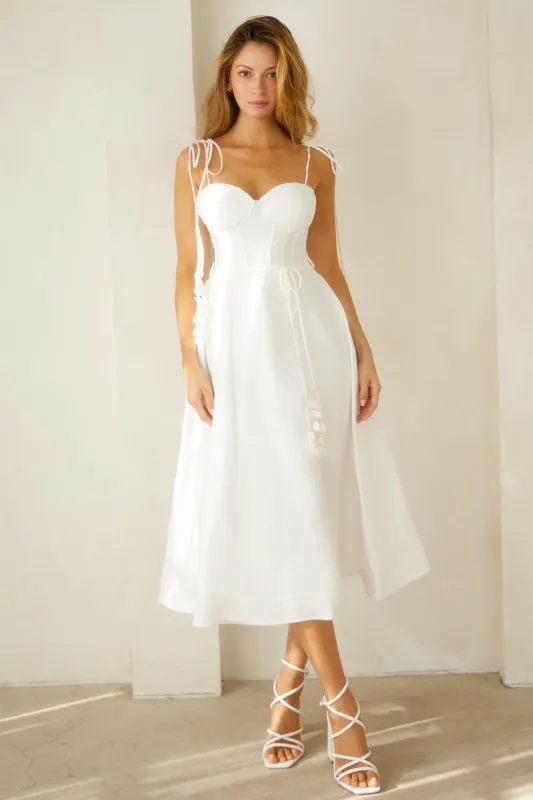 The Laurel White Bustier Tie Dress sold by Thread & Seed