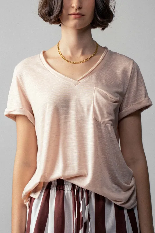 The Avery Oatmeal Short Sleeve Top sold by Thread & Seed