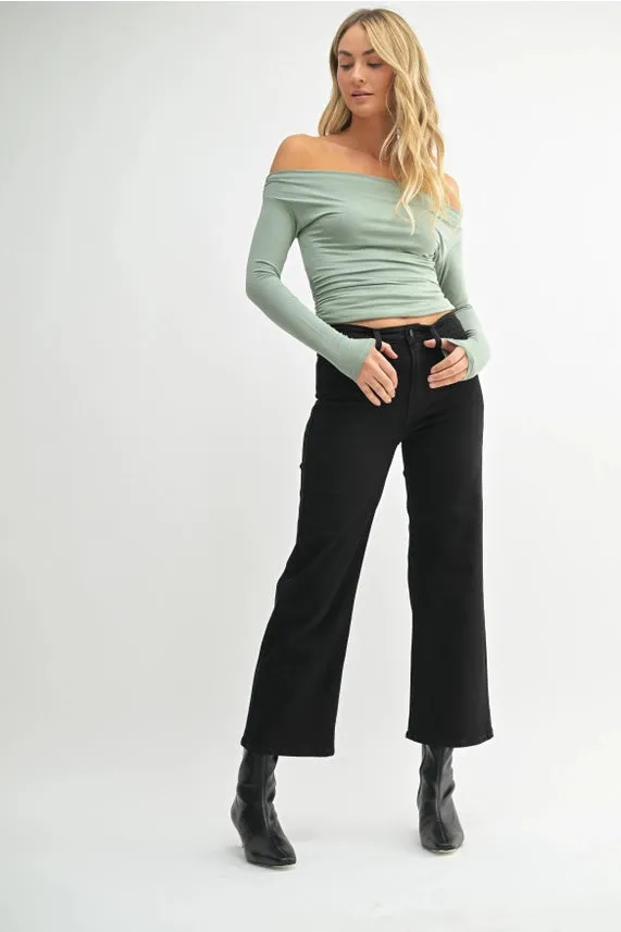 The Rae Black Denim Wide Leg Jeans sold by Thread & Seed product image thumbnail 2