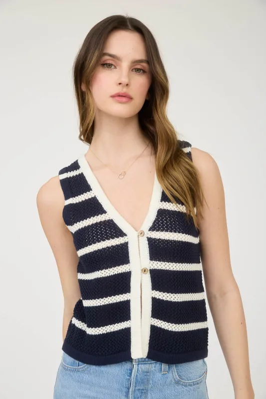 The Maris Stripe Button Vest sold by Thread & Seed