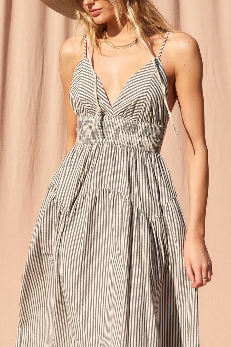 The Prya Navy Striped Maxi Dress sold by Thread & Seed product image thumbnail 3
