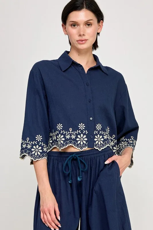 The Naemi Embroidered Hem Shirt + Pants Set - Sold Separately sold by Thread & Seed product image thumbnail 2