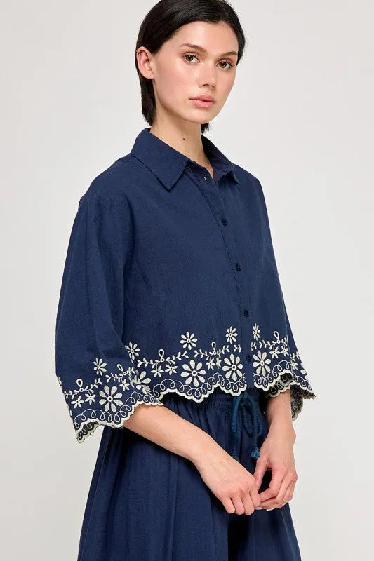 The Naemi Embroidered Hem Shirt + Pants Set - Sold Separately sold by Thread & Seed product image thumbnail 3