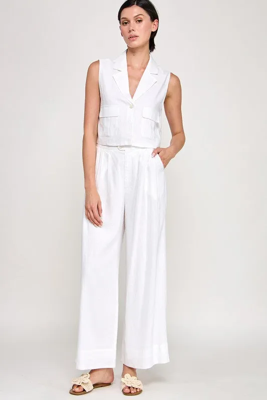 The Nelle Off White Linen Vest + Pants Set - Sold Separately sold by Thread & Seed