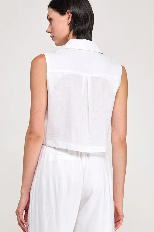 The Nelle Off White Linen Vest + Pants Set - Sold Separately sold by Thread & Seed product image thumbnail 4