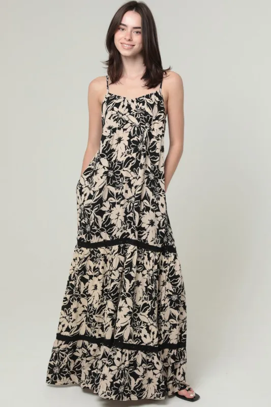 The Mari Lace Trim Pocket Maxi Dress sold by Thread & Seed